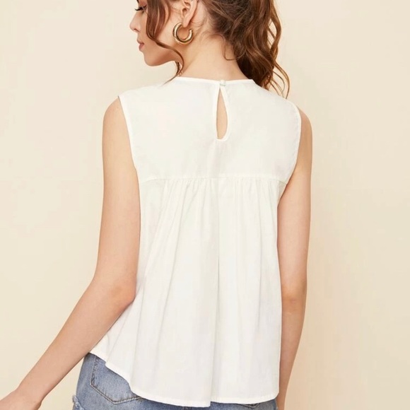 SHEIN 100% Cotton Embroidered Sleeves Top - Picture 14 of 14